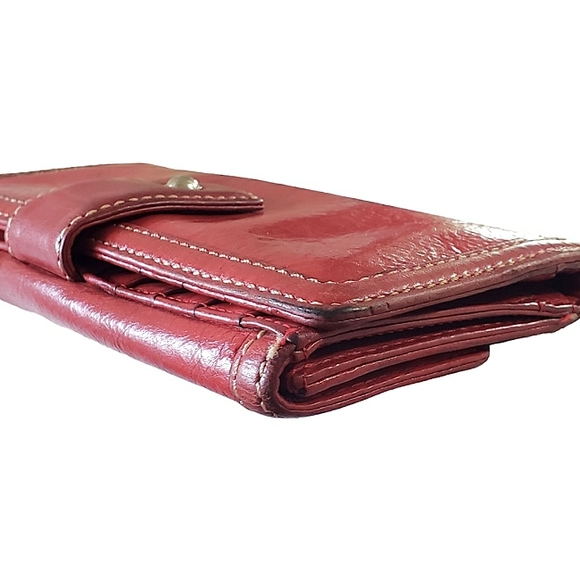 MK Michael Kors Red Leather long wallet vintage silver hardware 4 in. X  7.5 in. - Picture 9 of 11